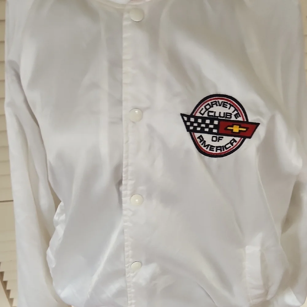 Vintage Satin 80/90s Corvette Club Of America White Satin Bomber Jacket - Picture 7 of 12